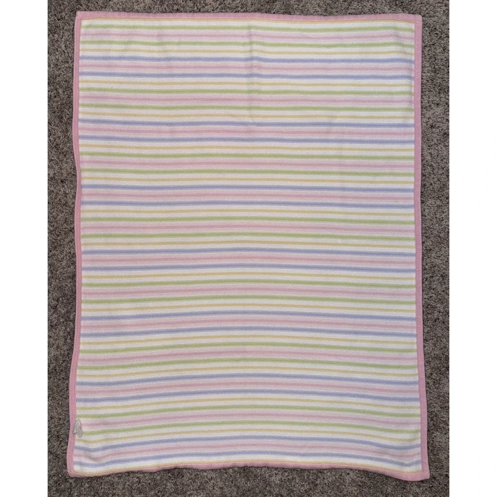 Circo Target Stripe Sweater Knit Baby Blanket Pink Yellow Blue Aqua Cotton
